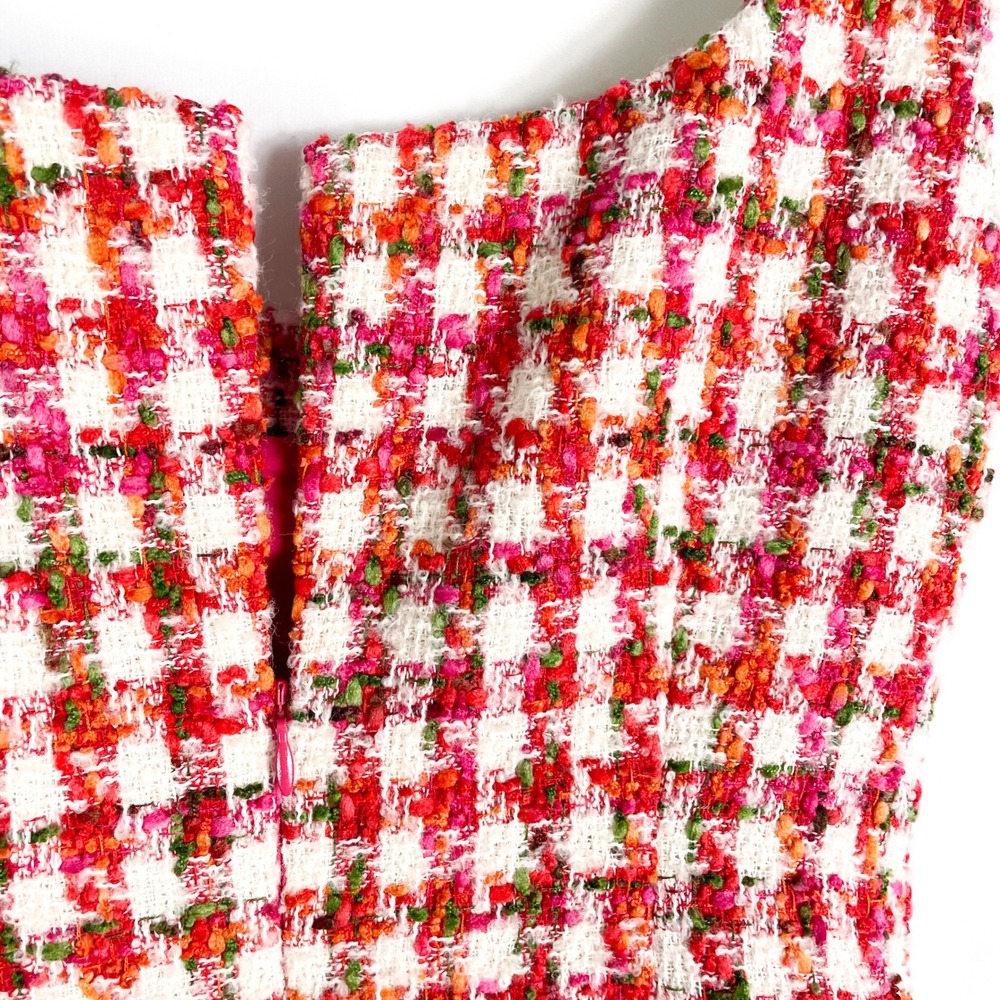 Cara‎ Cara Evora Dress NWOT Red White Plaid Tweed Sleeveless Button Mini Sz 4 - Picture 11 of 11